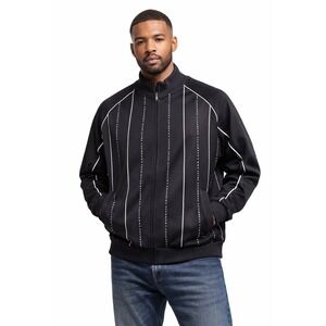 Sean John Men's Track Jacket Black Full Zip Logo Stripe 2X Streetwear Athleisure